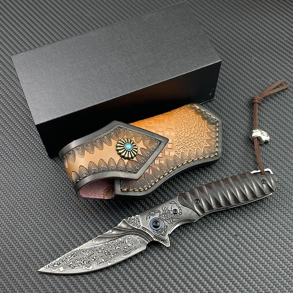 Black Scorpion High Quality High Hardness Damascus Folding Knife